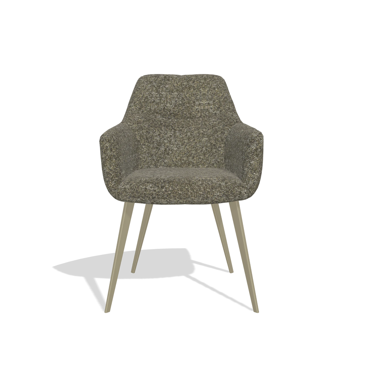 Chaise de salle à manger Bari 6405 en tissu Oasis 88 (marron), pieds en champagne, vue de face