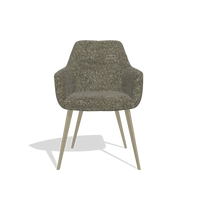 Chaise de salle à manger Bari 6405 en tissu Oasis 88 (marron), pieds en champagne, vue de face