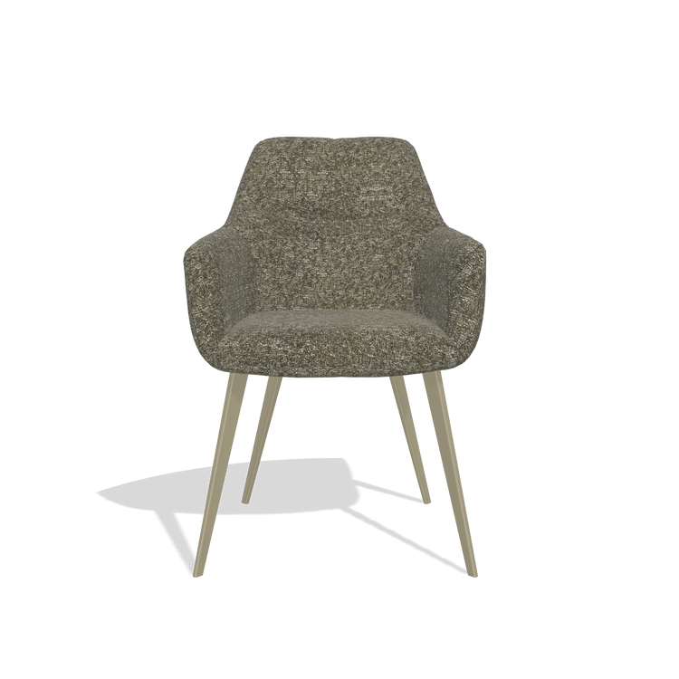 Chaise de salle à manger Bari 6405 en tissu Oasis 88 (marron), pieds en champagne, vue de face