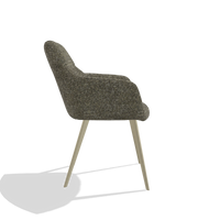 Chaise de salle à manger Bari 6405 en tissu Oasis 88 (marron), pieds en champagne, vue de profil