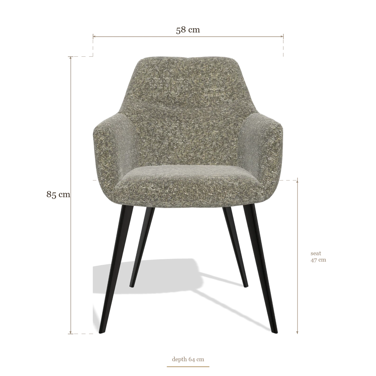Chaise de salle à manger Bari 6405, dimensions 58 x 64 x 85 cm