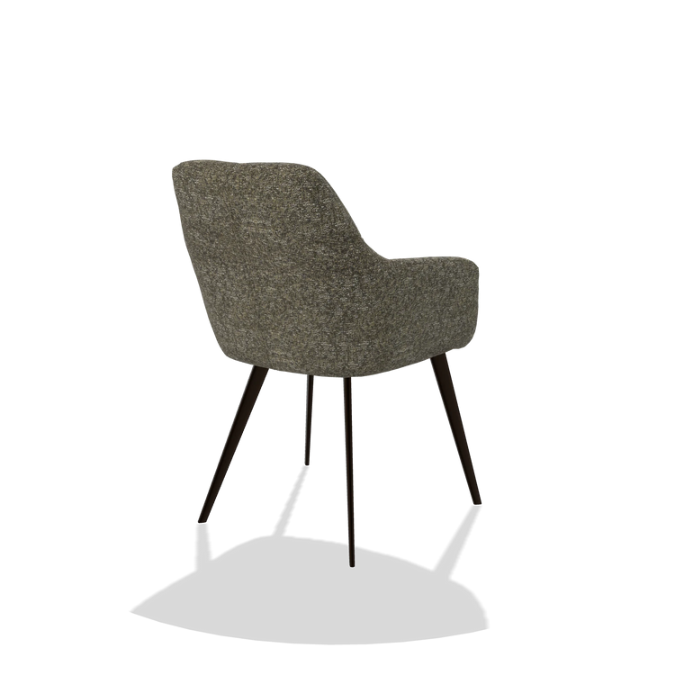 Chaise de salle à manger Bari 6405 en tissu Oasis 88 (marron), pieds en espresso, vue de trois-quarts arrière