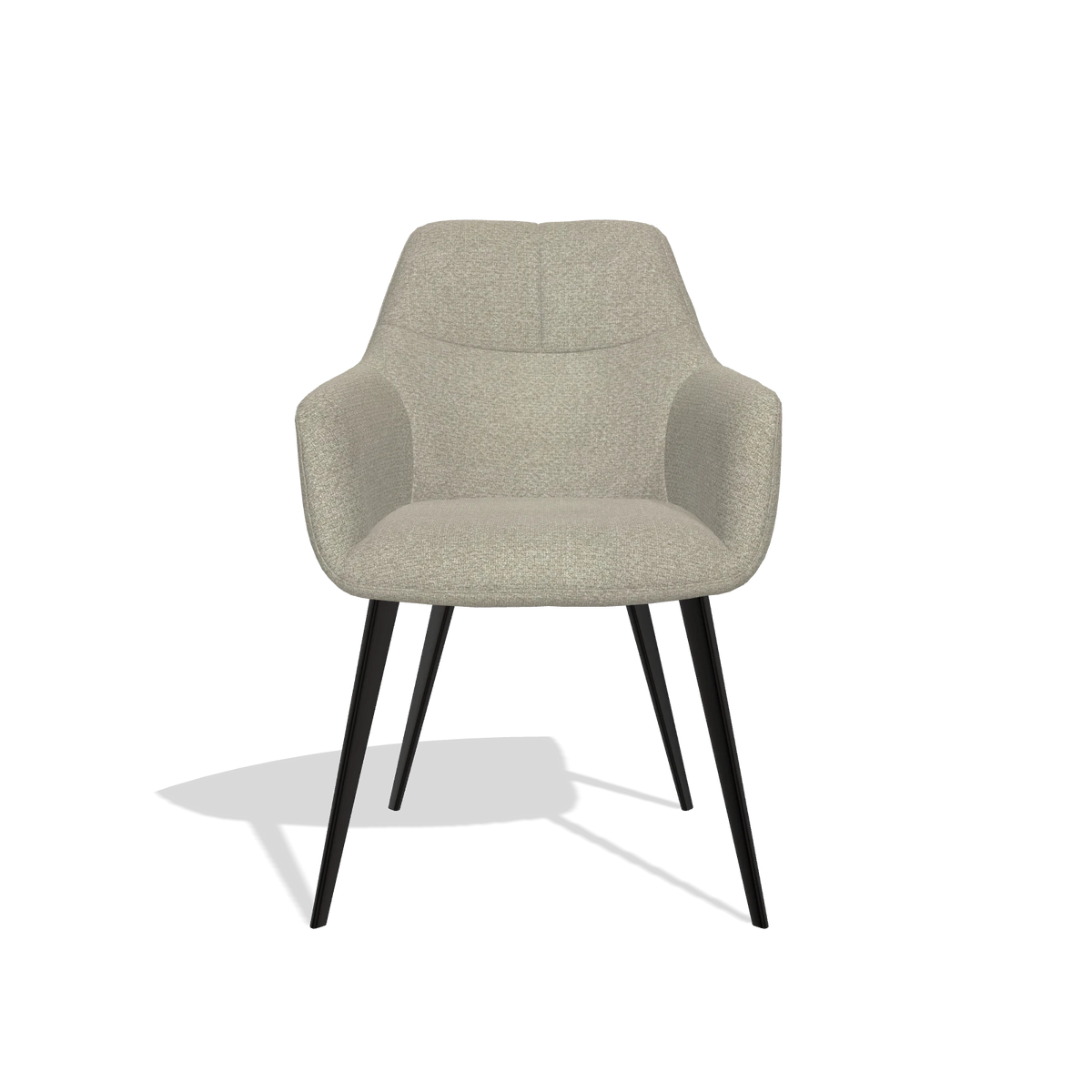 Silla de comedor Bari 6405 en tela Rhythm 05 (greige), patas en negro, vista frontal