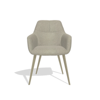 Silla de comedor Bari 6405 en tela Rhythm 05 (greige), patas en champán, vista frontal