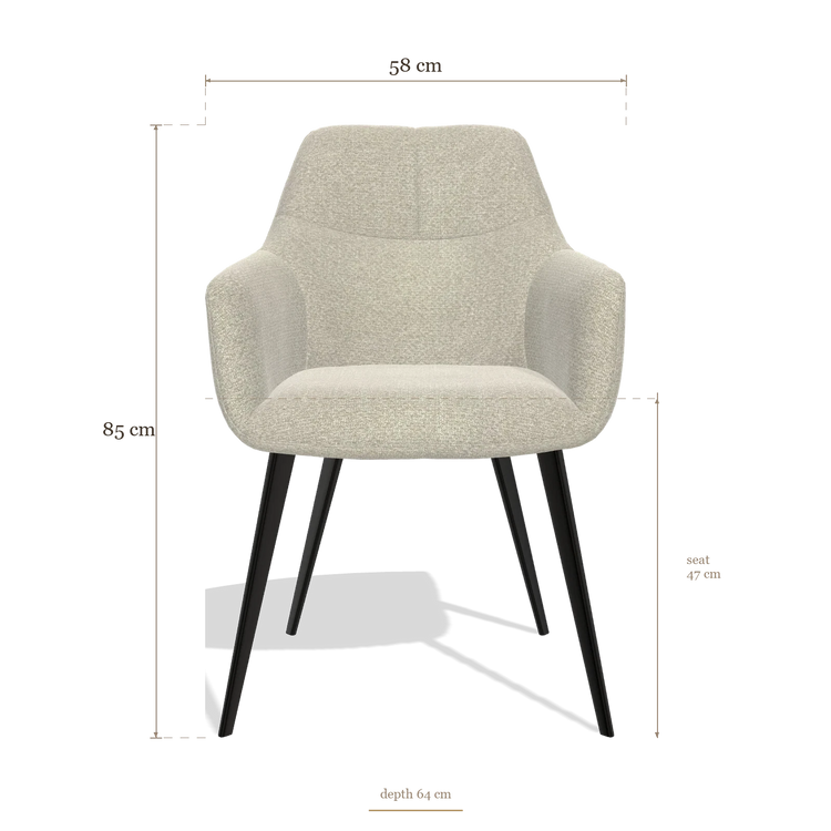 Silla de comedor Bari 6405, medidas 58 x 64 x 85 cm