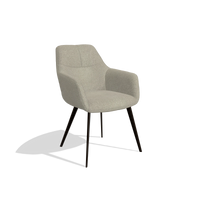 Silla de comedor Bari 6405 en tela Rhythm 05 (greige), patas en espresso, vista en ángulo