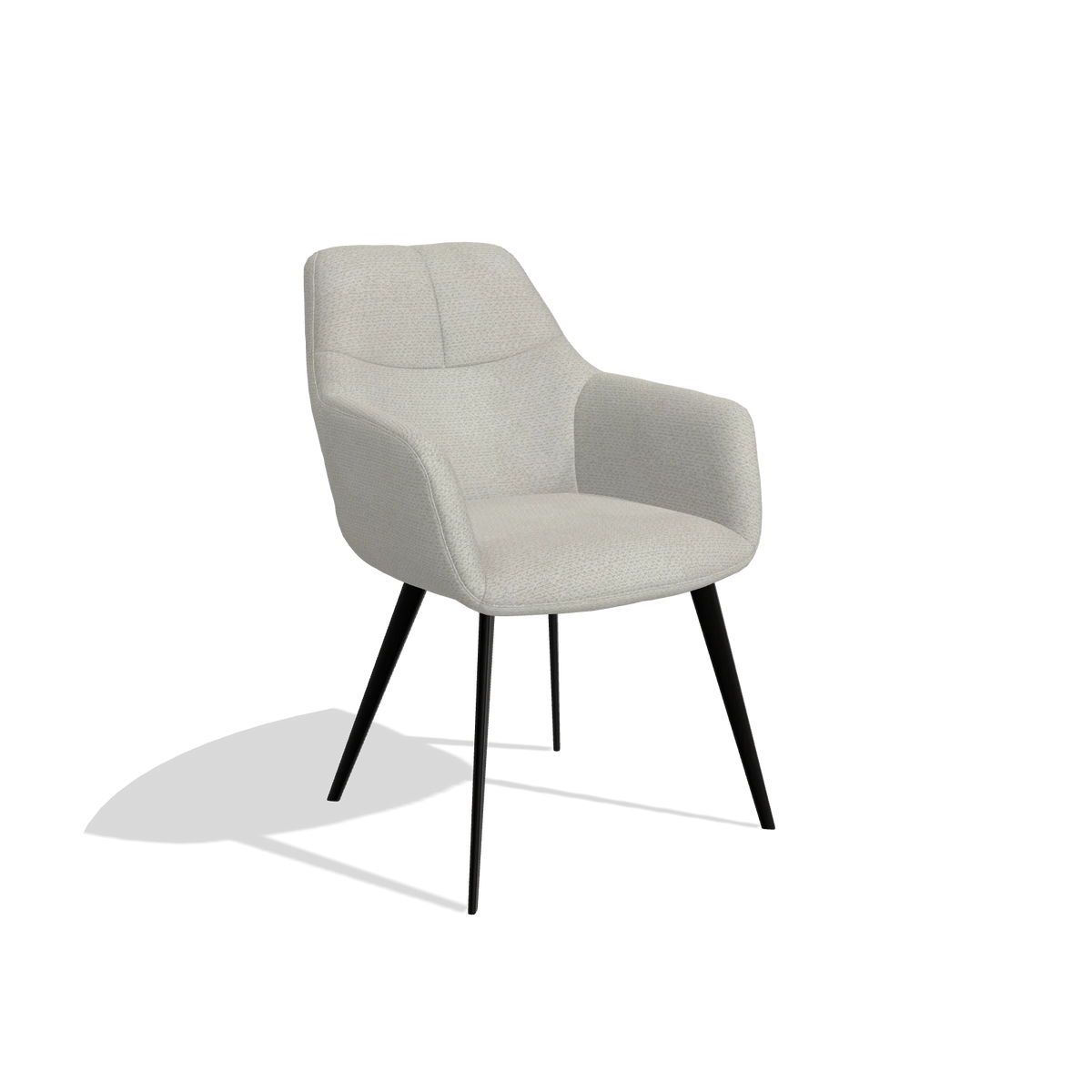 Dining Chair Bari 6405 in Rhythm 101 fabric (greige), black legs, angled view