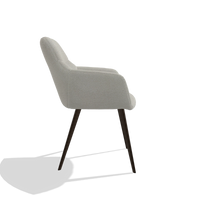 Dining Chair Bari 6405 in Rhythm 101 fabric (greige), espresso legs, side view