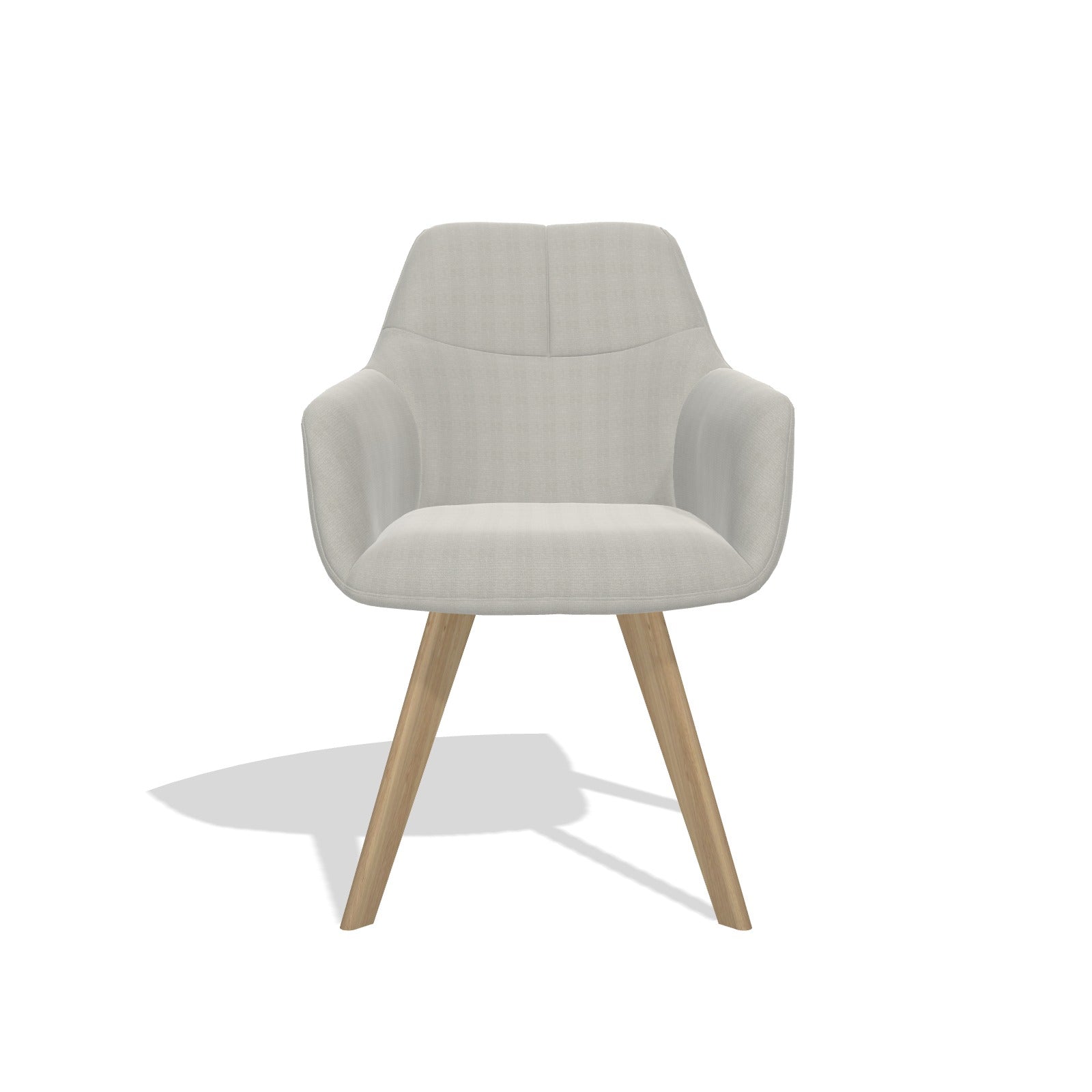Basil 6624 dining chair with armrests in Sneak 01 Natural fabric on natural oak legs, front view