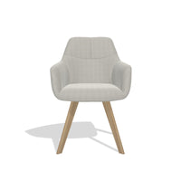 Basil 6624 dining chair with armrests in Sneak 01 Natural fabric on natural oak legs, front view