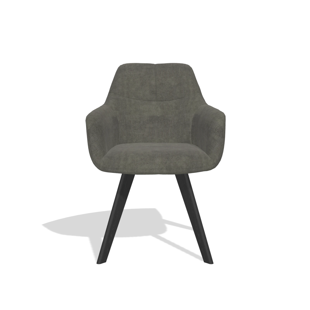 Sedia da pranzo con braccioli Basil 6624 in tessuto Adore 156 (grigio scuro), gambe in nero, vista frontale