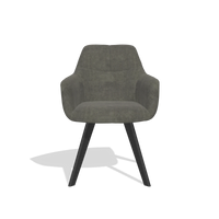 Sedia da pranzo con braccioli Basil 6624 in tessuto Adore 156 (grigio scuro), gambe in nero, vista frontale