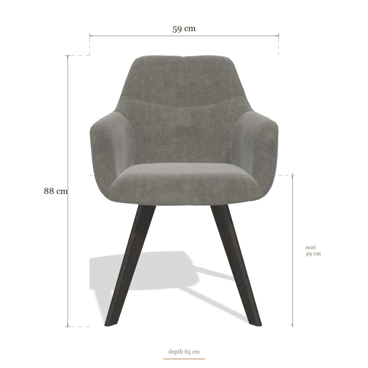 Sedia da pranzo con braccioli Basil 6624, dimensioni 59 x 65 x 88 cm