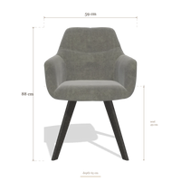 Sedia da pranzo con braccioli Basil 6624, dimensioni 59 x 65 x 88 cm