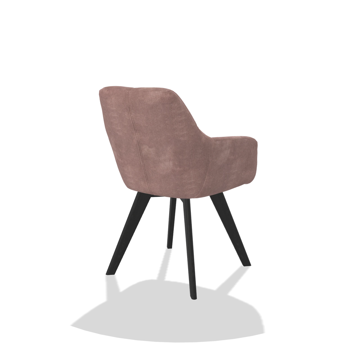 Esszimmerstuhl mit Armlehnen Basil 6624 in Stoff Adore 200 (Taupe), Beine in Schwarz, Schrägansicht von hinten