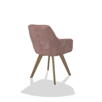 Esszimmerstuhl mit Armlehnen Basil 6624 in Stoff Adore 200 (Taupe), Beine in Natur, Schrägansicht von hinten