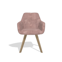 Esszimmerstuhl mit Armlehnen Basil 6624 in Stoff Adore 200 (Taupe), Beine in Natur, Vorderansicht