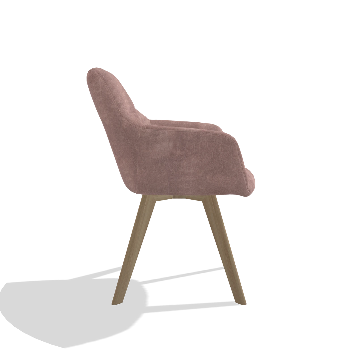 Esszimmerstuhl mit Armlehnen Basil 6624 in Stoff Adore 200 (Taupe), Beine in Natur, Seitenansicht
