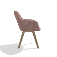 Esszimmerstuhl mit Armlehnen Basil 6624 in Stoff Adore 200 (Taupe), Beine in Natur, Seitenansicht
