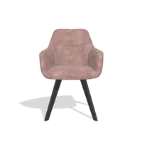 Esszimmerstuhl mit Armlehnen Basil 6624 in Stoff Adore 200 (Taupe), Beine in Tabak, Vorderansicht