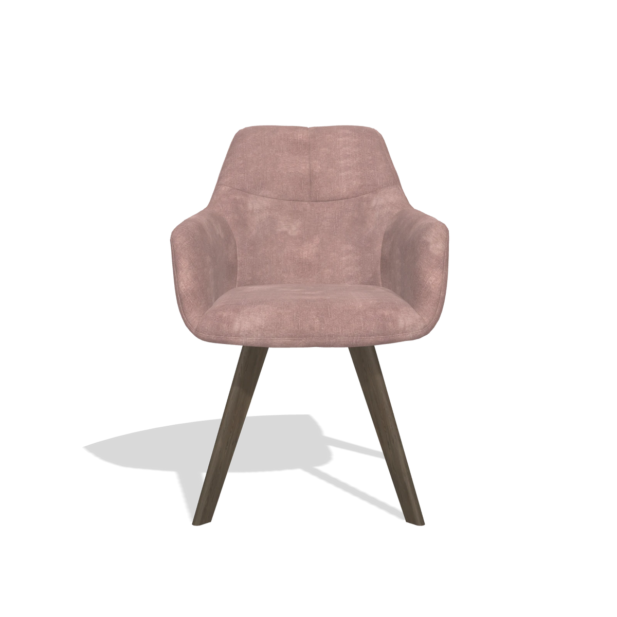 Esszimmerstuhl mit Armlehnen Basil 6624 in Stoff Adore 200 (Taupe), Beine in Nussbaum, Vorderansicht