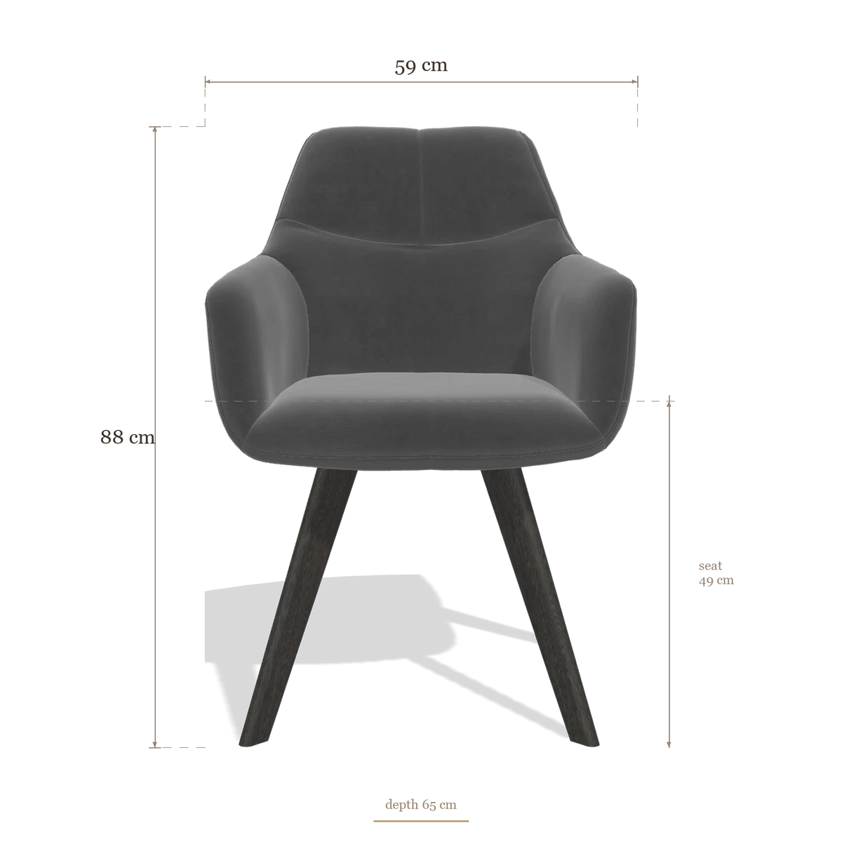 Dining Chair with Armrests Basil 6624, dimensions 59 x 65 x 88 cm