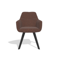 Silla de comedor con reposabrazos Basil 6624 en tela Ascot Brick (chocolate), patas en negro, vista frontal