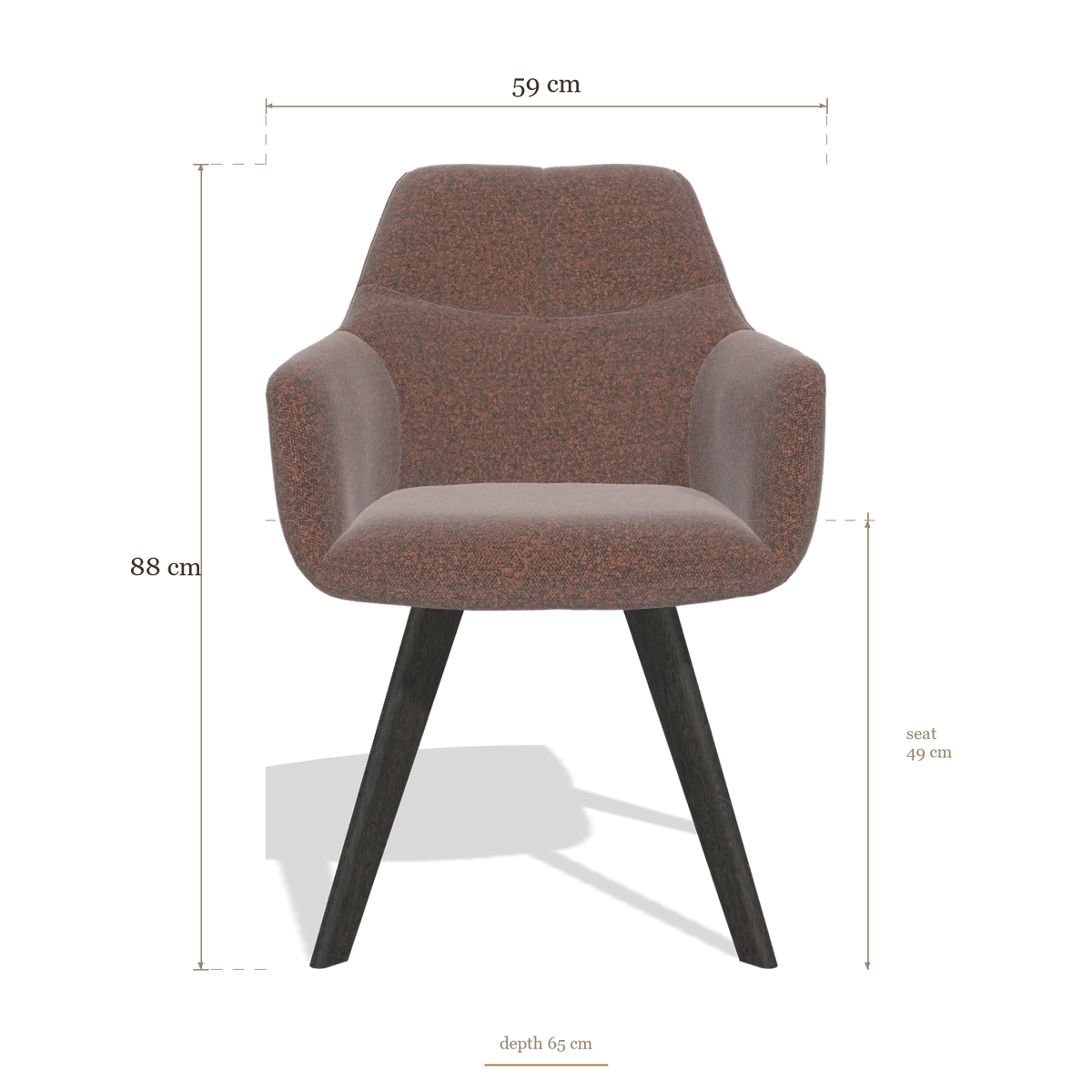 Silla de comedor con reposabrazos Basil 6624, medidas 59 x 65 x 88 cm