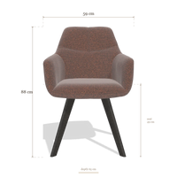 Silla de comedor con reposabrazos Basil 6624, medidas 59 x 65 x 88 cm