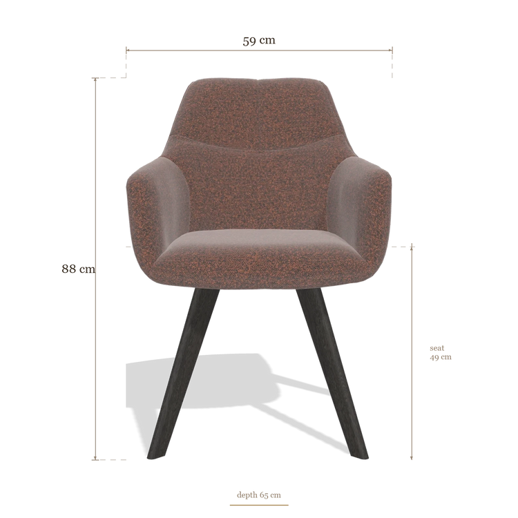 Silla de comedor con reposabrazos Basil 6624, medidas 59 x 65 x 88 cm