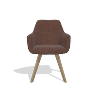 Silla de comedor con reposabrazos Basil 6624 en tela Ascot Brick (chocolate), patas en natural, vista frontal