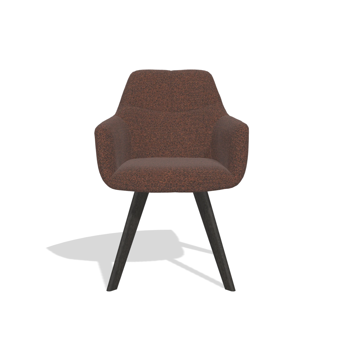 Silla de comedor con reposabrazos Basil 6624 en tela Ascot Brick (chocolate), patas en tabaco, vista frontal