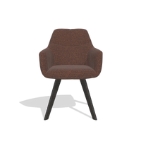 Silla de comedor con reposabrazos Basil 6624 en tela Ascot Brick (chocolate), patas en tabaco, vista frontal