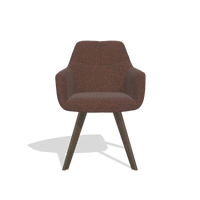 Silla de comedor con reposabrazos Basil 6624 en tela Ascot Brick (chocolate), patas en nogal, vista frontal