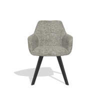 Dining Chair with Armrests Basil 6624 in Be Fine 120 fabric (grey), black legs, front view