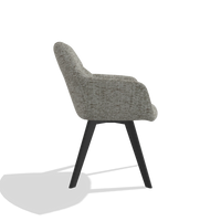 Dining Chair with Armrests Basil 6624 in Be Fine 120 fabric (grey), black legs, side view