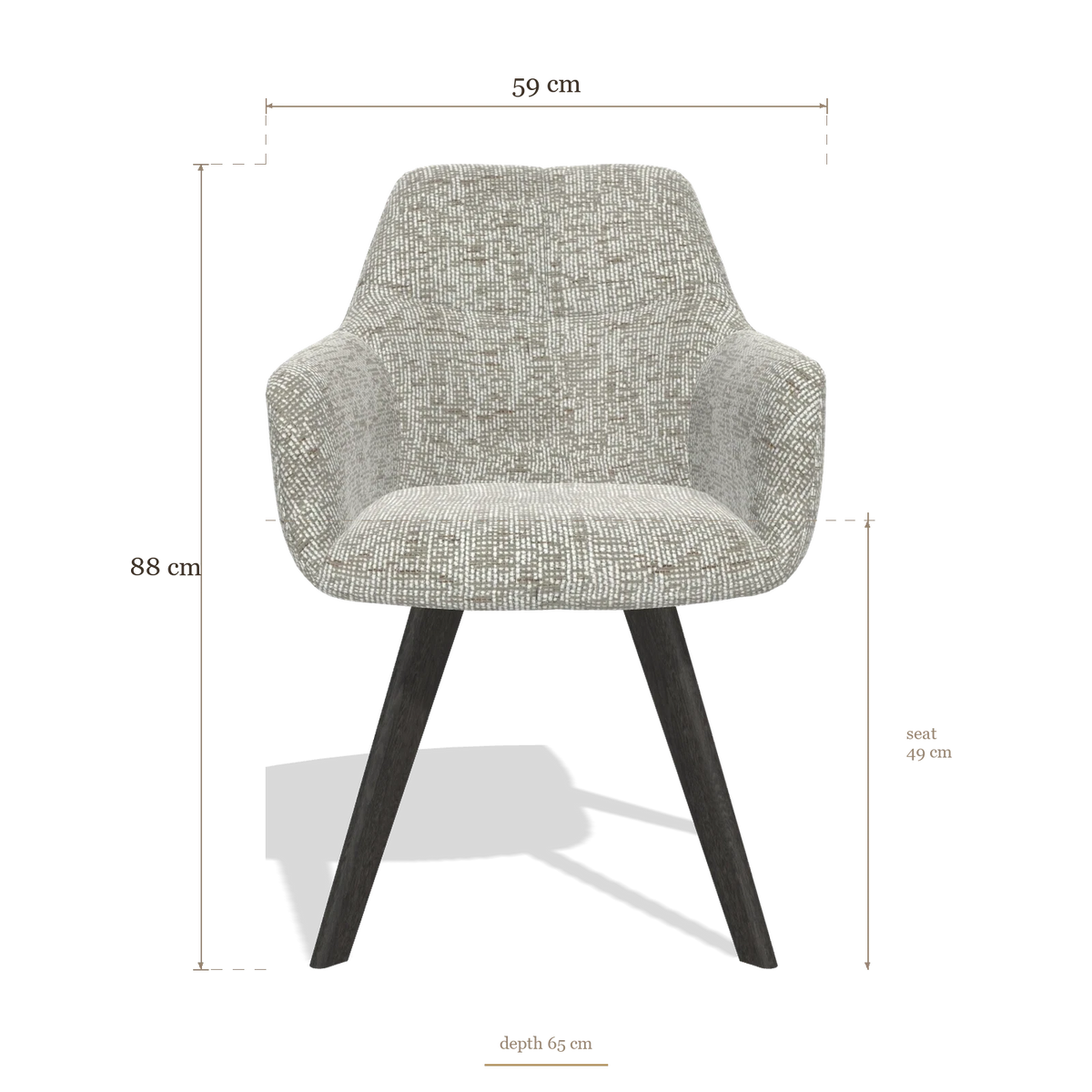 Dining Chair with Armrests Basil 6624, dimensions 59 x 65 x 88 cm
