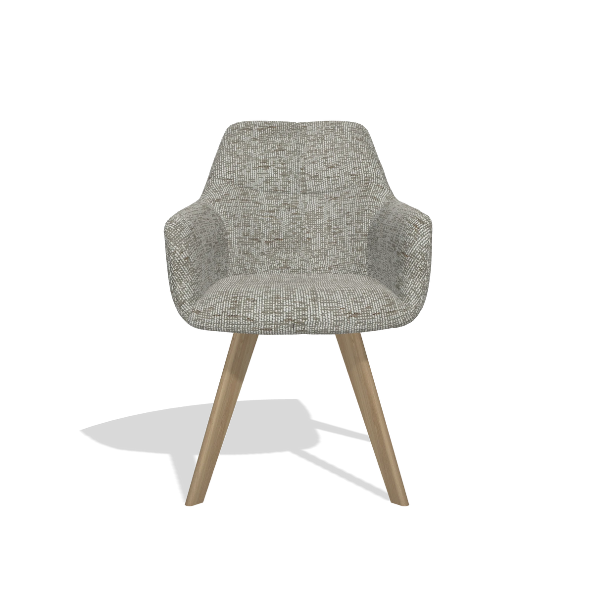 Dining Chair with Armrests Basil 6624 in Be Fine 120 fabric (grey), natural legs, front view