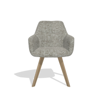 Dining Chair with Armrests Basil 6624 in Be Fine 120 fabric (grey), natural legs, front view