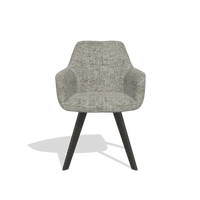 Dining Chair with Armrests Basil 6624 in Be Fine 120 fabric (grey), tobacco legs, front view