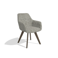 Dining Chair with Armrests Basil 6624 in Be Fine 120 fabric (grey), walnut legs, angled view
