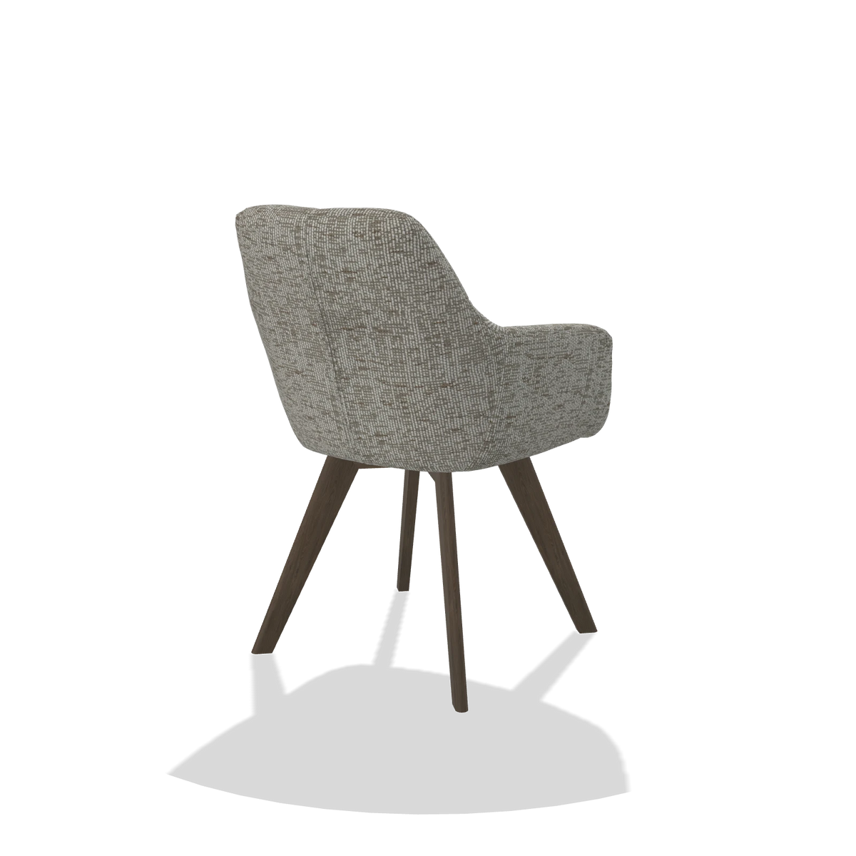 Dining Chair with Armrests Basil 6624 in Be Fine 120 fabric (grey), walnut legs, back angled view