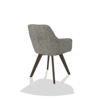 Dining Chair with Armrests Basil 6624 in Be Fine 120 fabric (grey), walnut legs, back angled view