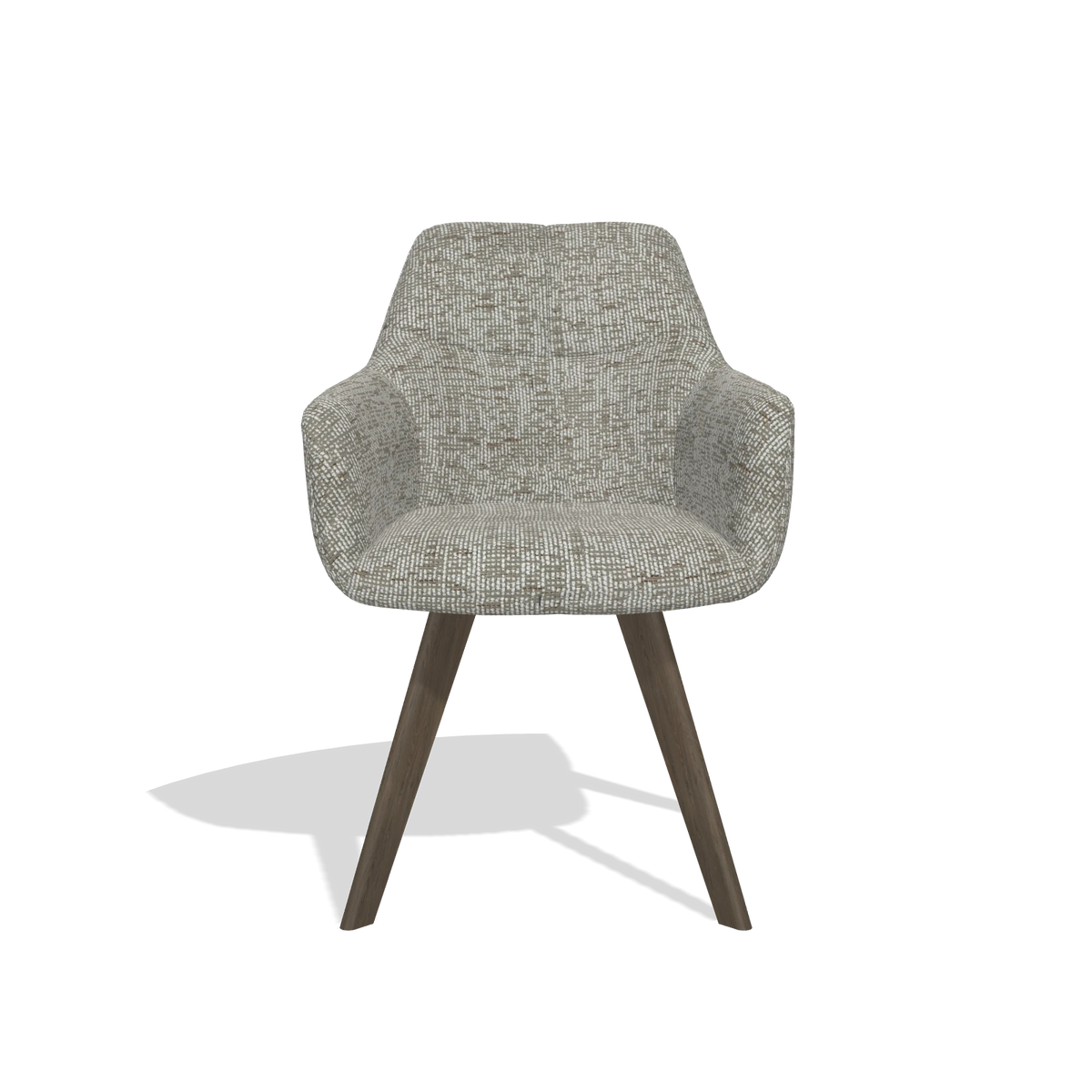 Dining Chair with Armrests Basil 6624 in Be Fine 120 fabric (grey), walnut legs, front view