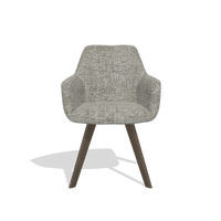 Dining Chair with Armrests Basil 6624 in Be Fine 120 fabric (grey), walnut legs, front view