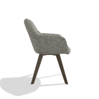 Dining Chair with Armrests Basil 6624 in Be Fine 120 fabric (grey), walnut legs, side view
