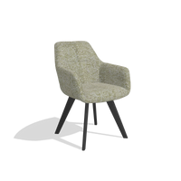 Dining Chair with Armrests Basil 6624 in Be Fine 429 fabric (sage), black legs, angled view