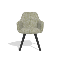 Dining Chair with Armrests Basil 6624 in Be Fine 429 fabric (sage), black legs, front view