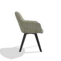 Dining Chair with Armrests Basil 6624 in Be Fine 429 fabric (sage), black legs, side view