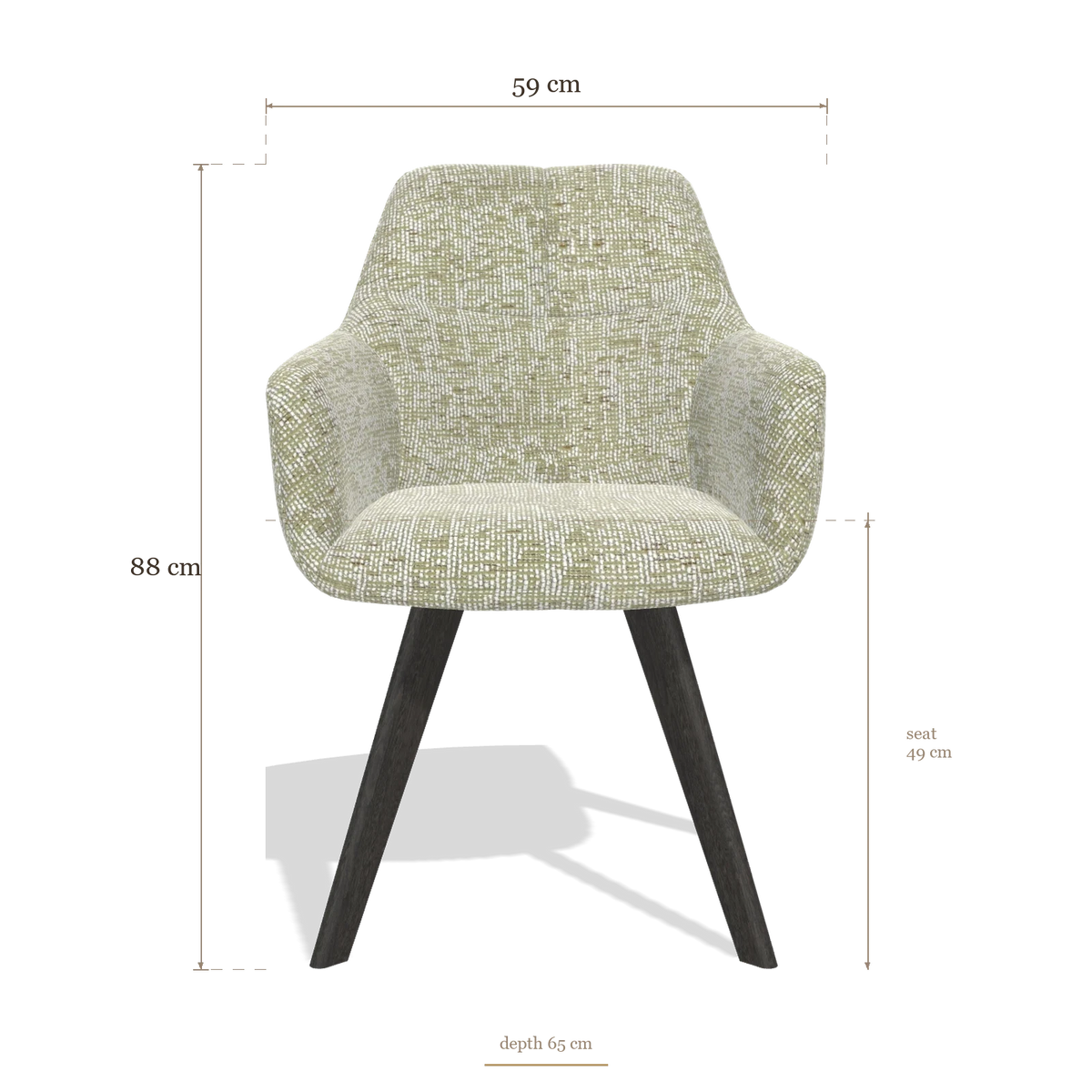Dining Chair with Armrests Basil 6624, dimensions 59 x 65 x 88 cm